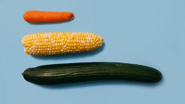 Different sizes of a male member in the example of vegetables