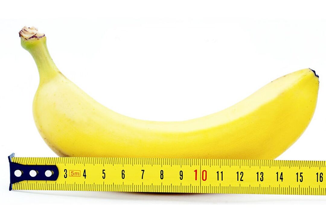 a banana with a ruler symbolizes the measurement of the penis after the operation